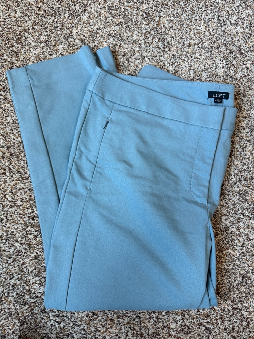 LOFT Curvy Sky Blue Straight-Leg Ankle Work Pants